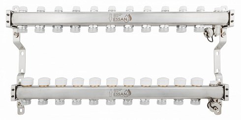 Коллекторная группа ESSAN GROUP803 нержавейка 1"x3/4" EK -11 выходов, без расходомеров (654 мм)