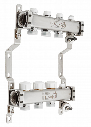 Коллекторная группа ESSAN GROUP803 нержавейка 1"x3/4" EK -3 выхода, без расходомеров (254 мм)