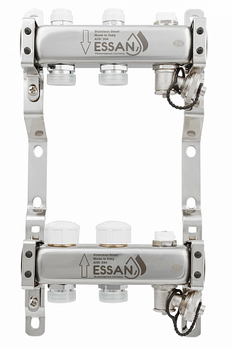Коллекторная группа ESSAN GROUP803 нержавейка 1"x3/4" EK -2 выхода, без расходомеров (204 мм)