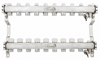 Коллекторная группа ESSAN GROUP803 нержавейка 1"x3/4" EK -9 выходов, без расходомеров (554 мм)