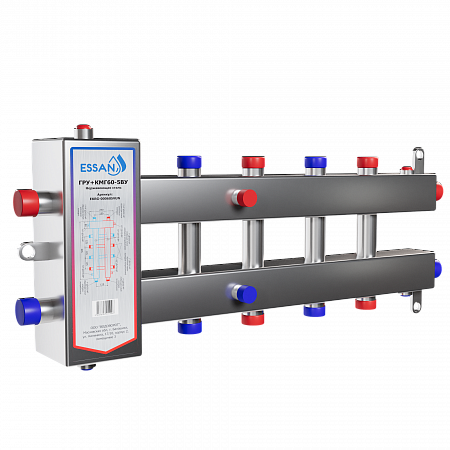 Коллектор котловой с гидрострелкой ESSAN ГРУ+КМГ 60-5ВУ НЕРЖАВЕЮЩАЯ СТАЛЬ с 3-мя кронштейнами