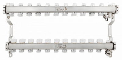 Коллекторная группа ESSAN GROUP803 нержавейка 1"x3/4" EK -11 выходов, без расходомеров (654 мм)