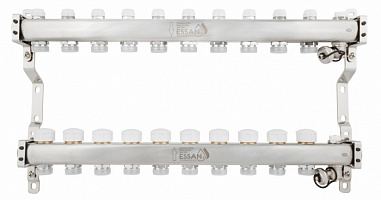 Коллекторная группа ESSAN GROUP803 нержавейка 1"x3/4" EK -10 выходов, без расходомеров (604 мм)