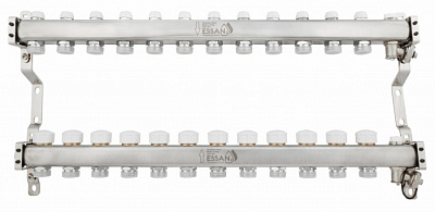 Коллекторная группа ESSAN GROUP803 нержавейка 1"x3/4" EK -12 выходов, без расходомеров (704 мм)