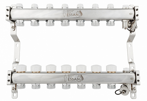 Коллекторная группа ESSAN GROUP803 нержавейка 1"x3/4" EK -7 выходов, без расходомеров (454 мм)