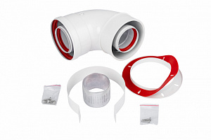 ДХ Колено стартовое коаксиальное ESSAN алюминь Ø60/100х90° белое (Ariston, Chaffoteaux,Vaillan (30ш)