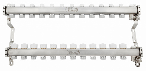 Коллекторная группа ESSAN GROUP803 нержавейка 1"x3/4" EK -12 выходов, без расходомеров (704 мм)