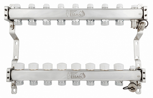Коллекторная группа ESSAN GROUP803 нержавейка 1"x3/4" EK -8 выходов, без расходомеров (504 мм)