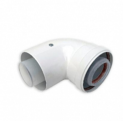 ДХ Колено коаксиальное ESSAN алюминь Ø80/125х90° белое (30шт)