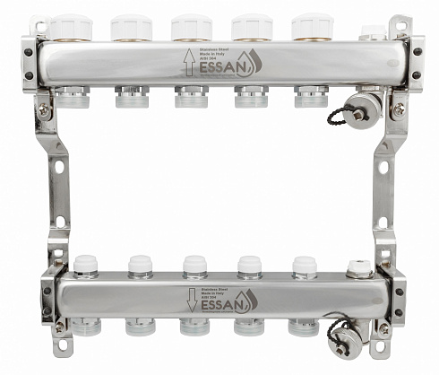 Коллекторная группа ESSAN GROUP803 нержавейка 1"x3/4" EK -5 выходов, без расходомеров (354 мм)