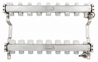 Коллекторная группа ESSAN GROUP803 нержавейка 1"x3/4" EK -8 выходов, без расходомеров (504 мм)