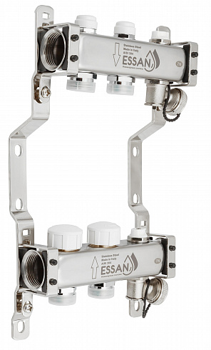Коллекторная группа ESSAN GROUP803 нержавейка 1"x3/4" EK -2 выхода, без расходомеров (204 мм)